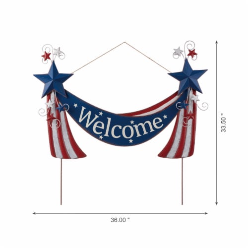Glitzhome Patriotic Welcome Metal Yard Stake/Wall Sign Perspective: bottom