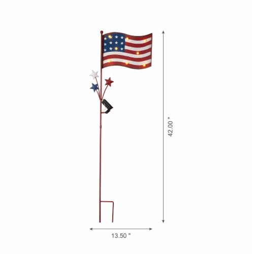 Glitzhome Patriotic Metal Flag Illuminated Yard Stake/Wall Sign Perspective: bottom
