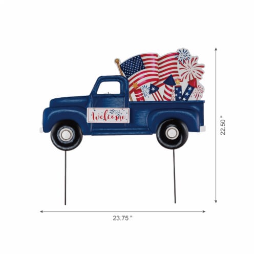 Glitzhome Americana Metal Truck Yard Stake/Wall Sign Perspective: bottom