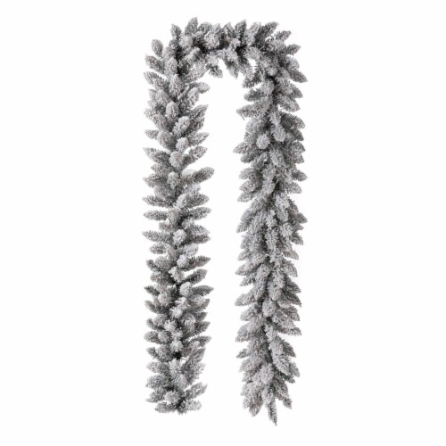 Glitzhome Two Pack 9 Feet Pre-Lit Snow Flocked Christmas Garland, with Warm White Lights Perspective: bottom