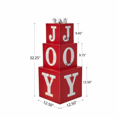 Glitzhome Lighted Wooden Block Joy Porch Sign Perspective: bottom