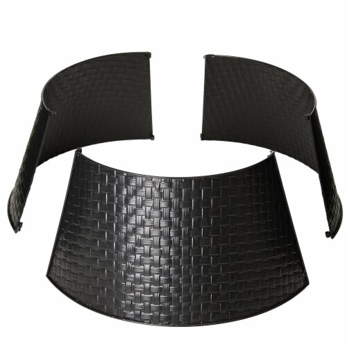 Glitzhome 26 Inch Diameter Black Metal Weave Tree Collar Perspective: bottom