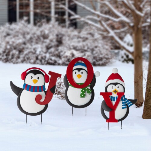 Glitzhome Joy Penguin Metal Yard Stake Perspective: bottom