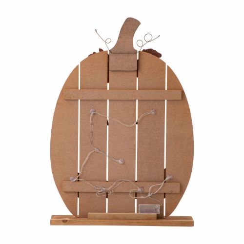 Glitzhome 30 Inch Tall Lighted Wooden Pumpkin Porch Decor Perspective: bottom