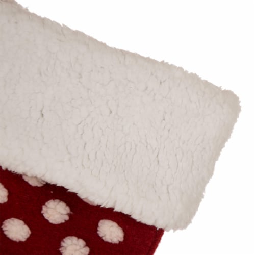 Glitzhome Two Pack 21 Inch Length Fabric Christmas Stocking - Pompom Perspective: bottom