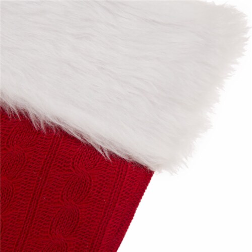 Glitzhome Two Pack 20 Inch Length Knitted Stocking with Faux Fur Cuff Perspective: bottom