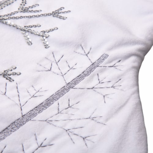 Glitzhome Two Pack 21 Inch Length White Fleece with Christmas Tree and Snowflake Stocking Perspective: bottom