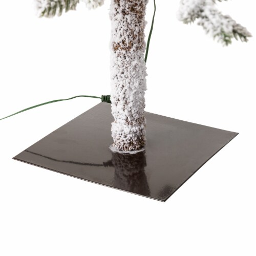 Glitzhome 7 Feet Deluxe Pre-Lit Flocked Pine Faux Christmas Tree with 400 Warm White Lights Perspective: bottom