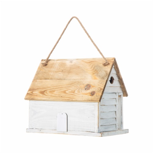 Glitzhome 14.25 L Hummingbird House for Outside Hanging Nesting Solid Wood Cottage Birdhouse Perspective: bottom