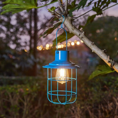 Glitzhome 9.75 Inch Solar-Powered Metal Hanging Light, Edison Bulb for Porch & Umbrella Perspective: bottom