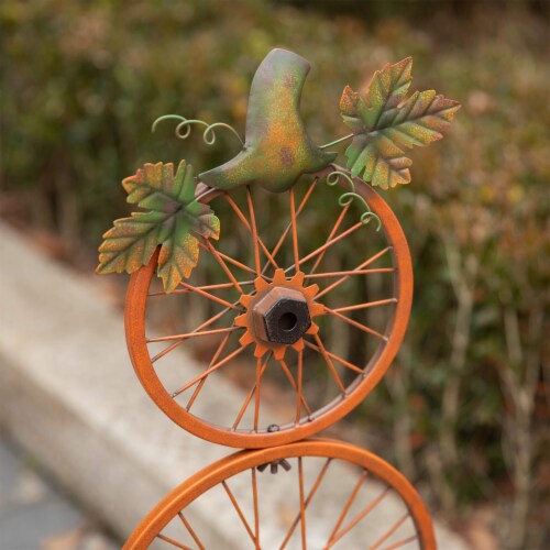 Glitzhome Bicycle Wheel Pumpkin Porch Sign for Harvest Thanksgiving Decor Perspective: bottom