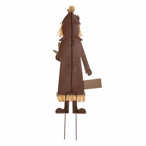 Glitzhome Fall Wooden Scarecrow Yard Stake Multi-functional Wooden Rustic Pallet Sign Perspective: bottom