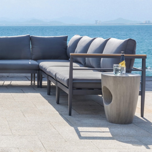 Glitzhome 9-Piece All-Weather Aluminum Patio Conversation Sets with Coffee Table Perspective: bottom