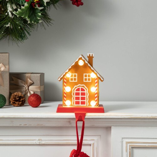 Glitzhome 6.75 Inch Tall Marquee Metal Gingerbread House Christmas Stocking Holder Set of One Jay C Food Stores