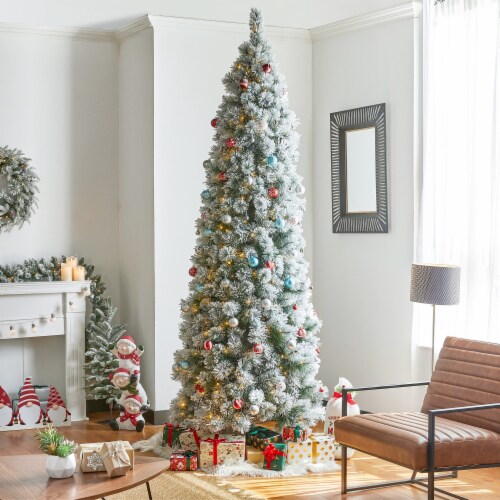 9 foot pre lit flocked christmas tree discount
