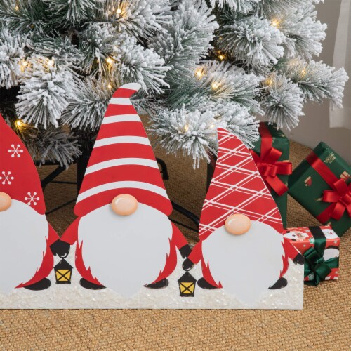 Glitzhome 30 Inch Length Christmas Gnomes Metal Tree Collar Perspective: bottom