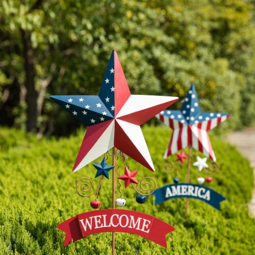 Glitzhome Set of 2 42 H Patriotic/Americana Star Yard Stake Perspective: bottom