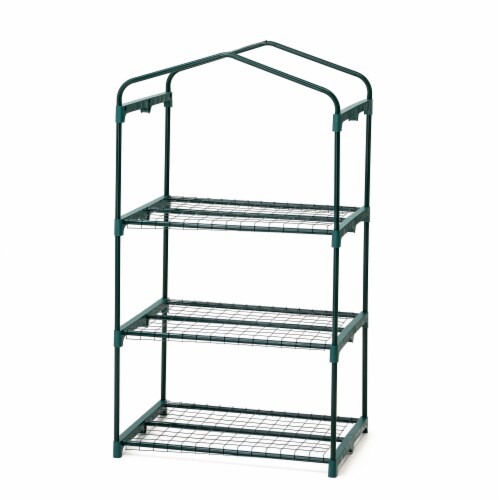 Glitzhome 49.25 Inch Tall Portable PVC Greenhouse, 3 Tier Perspective: bottom