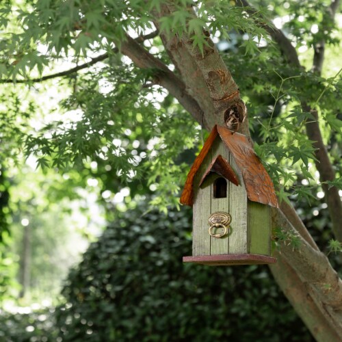 Glitzhome Rustic Garden Bird House Perspective: bottom