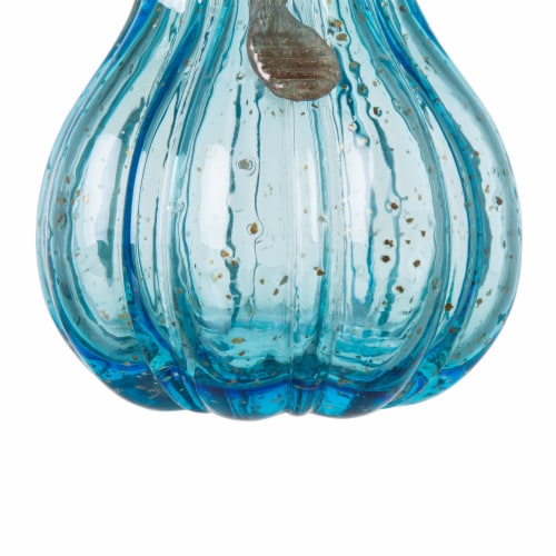 Glitzhome 8.5 Inch Tall Blue Glass Gourd Perspective: bottom