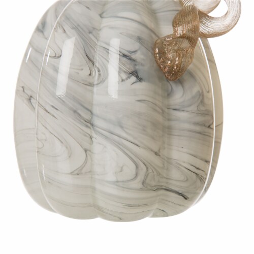 Glitzhome 5.95 Inch Tall Gray Marble Tall Glass Pumpkin Perspective: bottom