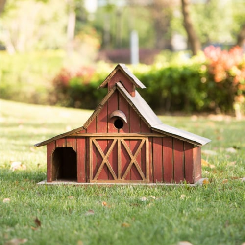 Glitzhome Extra-Large Rustic Wood Barn Birdhouse Perspective: bottom