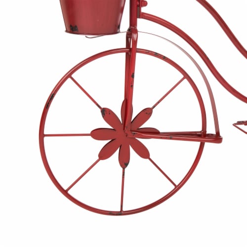 Glitzhome Metal Red Bicycle Shape Planter Perspective: bottom