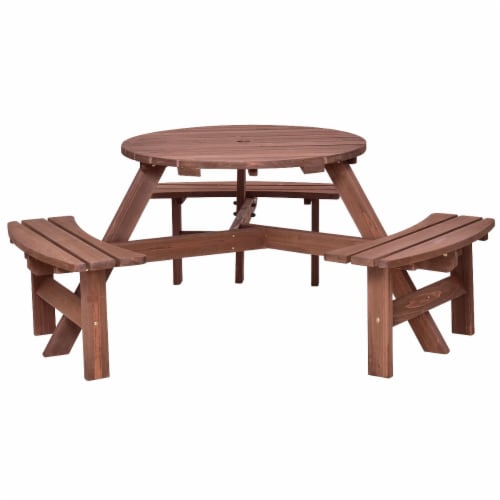 Costway Patio 6 Person Outdoor Wood Picnic Table Beer Bench Set Pub Dining Seat Garden Perspective: bottom