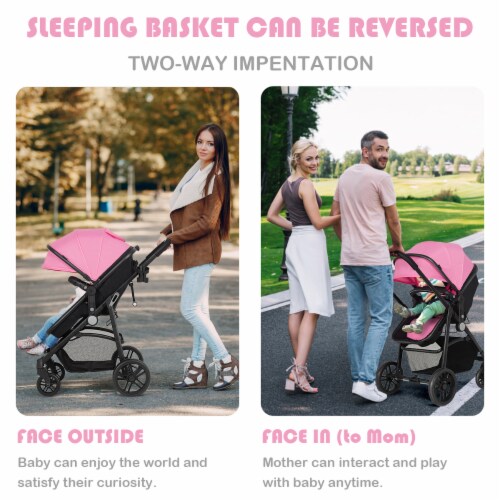 2 In1 Foldable Baby Stroller Kids Travel Newborn Infant Buggy Pushchair Pink Perspective: bottom