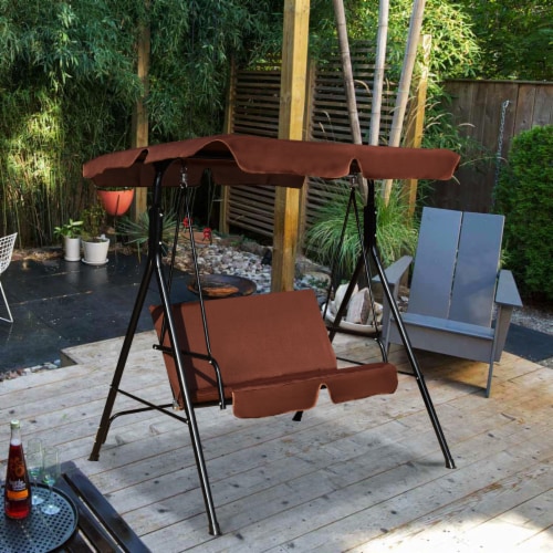 Loveseat Patio Canopy Swing Glider Hammock Cushioned Steel Frame