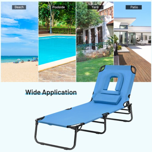 Costway patio foldable chaise lounge chair bed outdoor beach camping recliner pool yard blue hotsell