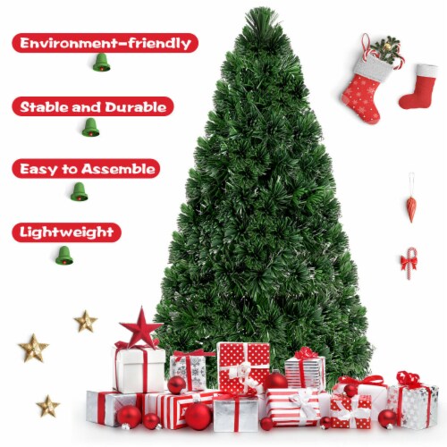 6Ft Pre-Lit Fiber Optic PVC Christmas Tree Metal Holiday Perspective: bottom