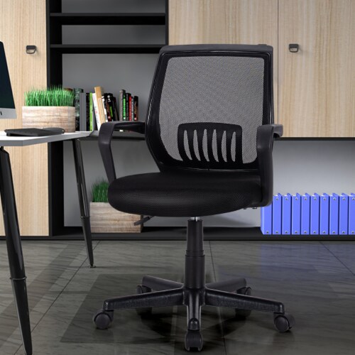 Costway Mid-Back Mesh Chair Height Adjustable Executive Chair w/ Lumbar Support Perspective: bottom