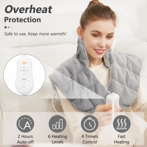 nalax Weighted Neck/Shoulders Pain Relief Heating Pad Wrap w/6 Heat ...