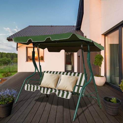 Costway 3 Seats Patio Backyard Canopy Steel Frame Swing Glider Hammock Cushioned Perspective: bottom