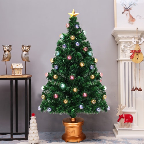 4Ft Pre-Lit PVC Christmas Tree Fiber Optical Firework Holiday Decor Perspective: bottom