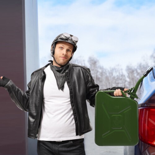 5 Gallon 20L Jerry Fuel Can Steel Gas Container Emergency Backup w/ Spout Green Perspective: bottom