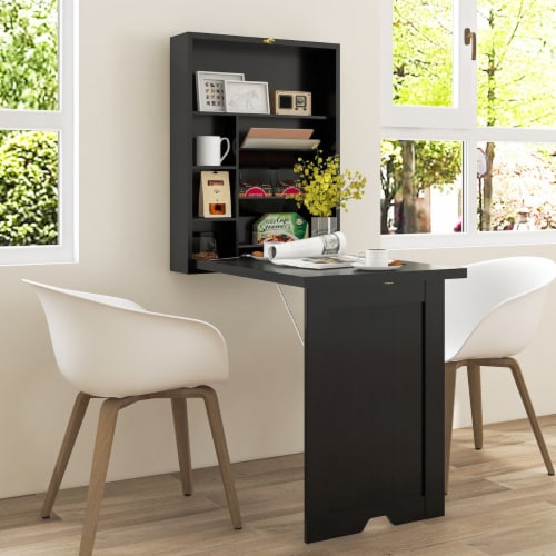 Isasar wall mounted folding table space saver fold out convertible desk hotsell