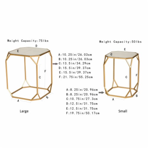 Glitzhome Nesting End Tables, Gold Glass Top Metal Frame for Indoor & Outdoor Perspective: bottom