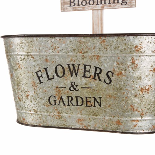 Glitzhome Galvanized Farmhouse Metal Planter with Bird House Perspective: bottom