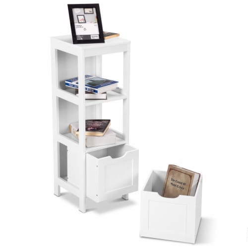 Bathroom Floor Cabinet Multifunctional Bathroom Storage Organizer W/2 Drawers Perspective: bottom