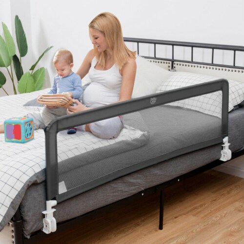 Gymax 59’’ Breathable Baby Children Toddlers Bed Rail Guard Safety Swing Down Gray Perspective: bottom