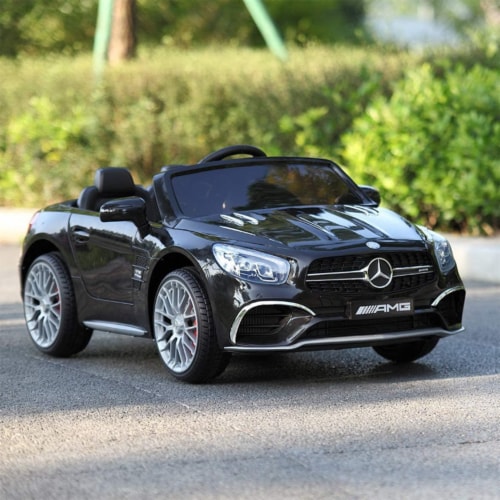 TOBBI Kids Rechargeable Battery Ride On Toy Mercedes Benz Car w/Remote, Black Perspective: bottom
