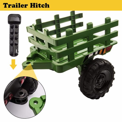 TOBBI 12 Volt Battery Operated Toy Tractor with Pull Behind Trailer Dark Green 1 Piece Pick n Save