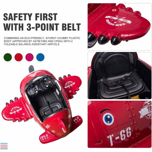 TOBBI 12V Airplane Style Electric Kids Ride On Car Toy w Joystick