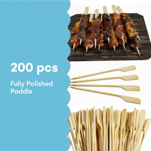 Noa Store 200 Bamboo Skewers 4 Inch, Wooden Paddle Picks Perspective: bottom