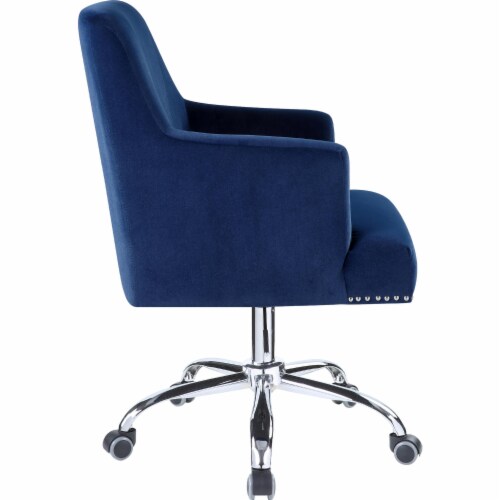 Office Chair in Blue Velvet and Chrome Perspective: bottom