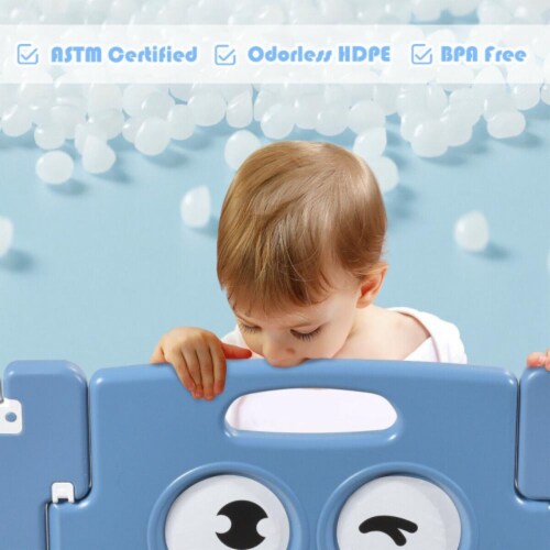 Hivvago 16-Panel Foldable Baby Playpen Kids Activity Centre-Blue Perspective: bottom