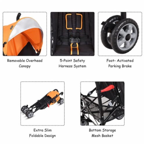 Hivvago Folding Lightweight Baby Toddler Umbrella Travel Stroller-Orange Perspective: bottom
