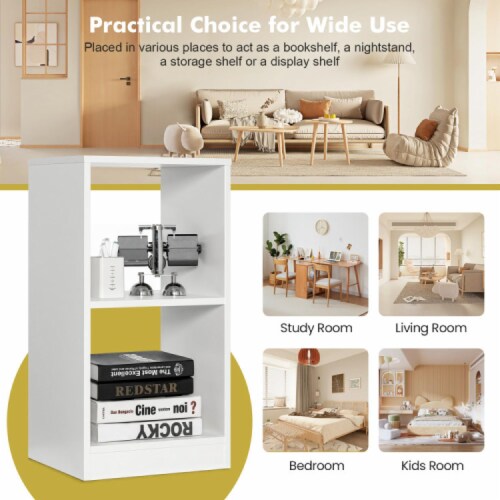 Hivvago 2 Pieces 2-tier Bookcase Set with Anti-toppling Device Perspective: bottom